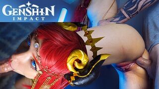 Keleti táncosnő nilou seggét alaposan megdugja a lőcse – genshin impact cosplay